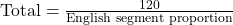 \text{Total} = \frac{120}{\text{English segment proportion}}