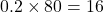 0.2 \times 80 = 16