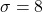 \sigma = 8
